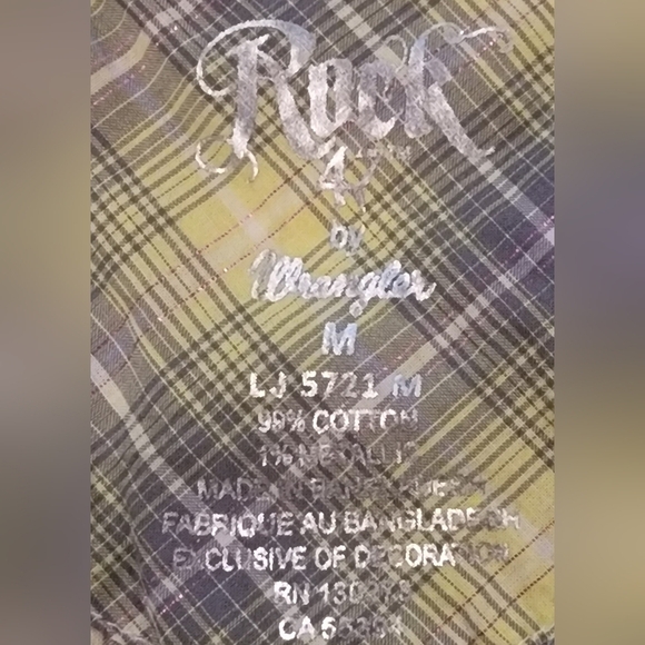 WRANGLER ROCK 47 Multicolor Rhinestone Snap Western V Neck - Picture 8 of 8